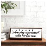 Would Poop Here Again Sign, Funny Bathroom Decor, Five Star Review Desk Sign, Toilet Decoration for Table Shelf Counter, Decorative Signs and Plaques, Guest Bathroom Decor, Funny Housewarming Gift