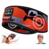 MUSICOZY Sleep Headphones Bluetooth 5.4 Headband, Wireless Earphones Music Sleep Earbuds Sleeping Eye Mask with HD Stereo Speakers for Workout Running Travel Yoga, Ideal Gifts (Black Red)