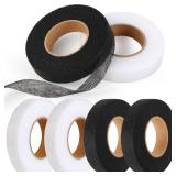 Phinus 6 Rolls Iron On Hemming Tape, 3/5 INCH x 20 Yards No Sewing Hem Tape, Fabric Adhesive Tape for Pants, Shirts, Jackets, Skirts, Socks, DIY Crafts (White and Black)