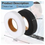 Phinus 6 Rolls Iron On Hemming Tape, 3/5 INCH x 20 Yards No Sewing Hem Tape, Fabric Adhesive Tape for Pants, Shirts, Jackets, Skirts, Socks, DIY Crafts (White and Black)