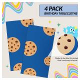 Oudain 4 Sheets Cookie Birthday Party Supplies Cookie Tablecloth 54 x 108 Inch Plastic Table Covers for Birthday Party Decorations