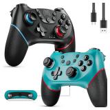 Diswoe Switch Controllers, 2 Pack Wireless Pro Controller for Switch 2/Lite/OLED with Mappable Buttons, Hall Effect Gaming Controller for PC/Android with Motion Control/Vibration/Turbo/Wake Up