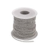 Pandahall 82 Feet/25M Soldered 304 Stainless Steel Curb Chains 4x3x0.6mm Stainless Steel Color Plated for Jewelry Making