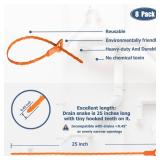 8 Pack 25inch Drain Snake Clog Remover, Drain Hair Remover, Sink Snake Drain Auger Cleaner Tool For Bath Tub, Toilet, Kitchen Sink, Sewer