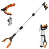 43 Extra Long Grabber Tool, Foldable Grabbers for Elderly Grab It Reaching Tool with Rotating Jaw +Magnets, 4 Wide Claw Opening Reacher Grabber Pickup Tool, Grabber Reacher Tool Heavy Duty