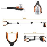 43 Extra Long Grabber Tool, Foldable Grabbers for Elderly Grab It Reaching Tool with Rotating Jaw +Magnets, 4 Wide Claw Opening Reacher Grabber Pickup Tool, Grabber Reacher Tool Heavy Duty