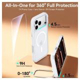 Peerock for iPhone 17 Pro Case with Stash Lens Stand and 9H Screen Protector, Compatible with MagSafe, Military-Grade Drop Protection Phone Case for iPhone 17 Pro, 360° Full Protection, Frosted Clear