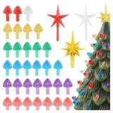 Vintage Ceramic Christmas Tree Replacement Bulbs - 140Pcs Medium Light Bulbs Ornaments and 3Pcs Topper Stars