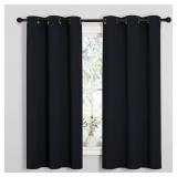 NICETOWN Pitch Black Solid Thermal Insulated Grommet Blackout Curtains/Drapes for Bedroom Window (2 Panels, 42 inches Wide by 63 inches Long, Black)
