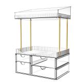 SNSLXH 4 Drawers Makeup Organizer - 4 Tier Makeup Storage, Cosmetics Organiser, Ideal for Cosmetic, with Drawers for Countertop, Bathroom, Office Supplies, Dresser Transparent Clear