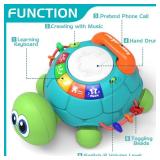 Jyusmile Baby Toys 6 to 12 Months, Musical Turtle Crawling Infant Toys, Early Learning Educational Toy with Light & Sound, Christmas Birthday Gifts for Boy Girl 7 8 9 10 11 Month 0-1 Year Old