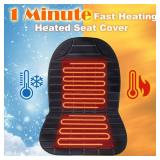 Heated Seat Cover,1 Minute Fast Heating,2 Heat Settings,UL Listed Heated Seat Warmer Cushion Black, Long Straps Design.