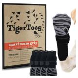 DOK TigerToes Premium Non-Slip Dog Socks for Hardwood Floors - Extra-Thick Grip That Works Even When Twisted - Prevents Licking, Slipping, and Great for Dog Paw Protection - Size Medium