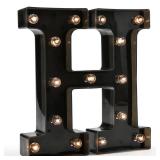 Light Up Black Alphabet Marquee Letters Sign LED Marquee Number Lights Sign for Night Light Home Bar Christmas Lamp Birthday Party Wedding Decoration H