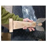 AuldHome Design Wooden Angel Christmas Statue; Farmhouse Holiday Decor Wood and Metal Figurine