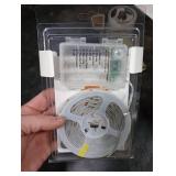 echosari Battery Powered Led Strip Lights with Remote Warm White, 8 Modes, Dimmable, Timer, Self-Adhesive, Cuttable, Waterproof, 9.8FT 90Led Strip Lights for TV Kitchen Cupboard Bedroom Decor