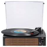 WOCKODER Vinyl Record Players Vintage Turntable with Speakers Belt-Driven Turn Tables Support 3-Speed, Bluetooth Wireless Playback, Headphone, AUX-in, RCA Line LP Phonograph Auto Stop Retro Black