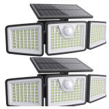 daphino 2500LM Solar Lights Outdoor with Motion Sensor,3 Head 270° Wide Angle Street Area Lights,IP65 Waterproof Security Lighting with 3 Modes(Remote,2 Pcs)