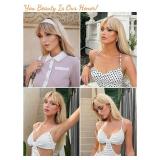 Honygebia Long Blonde Wig with Bangs - Ombre Dark Root Blonde Wigs for White Women, Striaght Wavy Synthetic Heat Resistant Hair, Natural Cute Wigs for Halloween/Christmas/Cosplay/Party