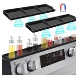 Hydream Stove Top for Silicone Shelf,30 Inch Magnetic Shelf Over the Stove Spice Rack,Kitchen Organizer Magnet Above Stovetop Back of Flat Storage Suctioned-Black