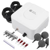 AquaMiracle All-in-One Koi Pond Aerator for Outdoor Ponds up to 3000 Gallons, Pond Air Pump Pond Aeration System with 4-Outlet Manifold Airline Tubing Air Stones Check Valves