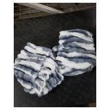 FUTEI Blue Decorative Throw Pillow Covers 20x20 Inch Set of 2, Soft Tie-Dye Faux Rabbit Fur Striped Texture Cushion Case, Modern Home Decor for Couch Bed Living Room