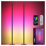 OIYN Smart RGBICW LED Corner Floor Lamp 2 Pack - 16 Million DIY Colors, 68+ Scenes, Music Sync, App & Remote Control, Color-Changing Ambient Lighting for Living Rooms, Bedrooms, and Gaming Rooms