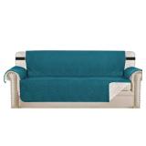 H.VERSAILTEX Reversible Sofa Slipcover Furniture Protector Water Resistant 2 Inch Wide Elastic Straps Sofa Cover Couch Covers Pets Kids Fit Sitting Width Up to 66 (Sofa: 75 x 110, Dark Teal/Beige)
