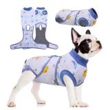 FUAMEY Recovery Suit for Dogs After Surgery,Soft Breathable Dog Bodysuit E-Collar & Cone Alternative Surgical Suit,Male Female Dog Neuter Spay Suits Anti Licking Wounds Onesie Blue Boat L