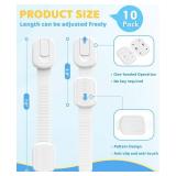 10 Pack Cabinet Locks Baby Proofing, Child Proof Cabinet Locks with 3M Adhesive - Easy Installation with Adjustable Straps, Multi-Purpose Child Safety Latches for Drawers Fridge Trash Cans Toilets