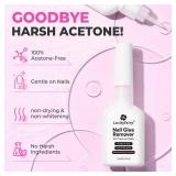 Luckyfairy Nail Glue Remover for Press on Nails, 15ml Acetone-free Nail Polish Remover, Multi-Functional Glue Remover for Nails Tips, Quick Easy Gentle Removal, Not for Gel Polish