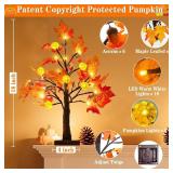 TURNMEON Fall Decor 2 Pack 18 Inch Prelit Fall Maple Tree Fall Decorations for Home with 48 LEDs Timer Battery Operated Pumpkin Lights 6 Acorn Lighted Thanksgiving Halloween Decor Table Indoor Outdoor