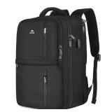MATEIN Travel Laptop Backpack, Flight Approved Carry on Backpack with USB Port & Shoe Compartment, Large Personal Item Bag Fits 15.6 inch Laptop, Water Resistant Luggage Overnight Weekender Bag, Black