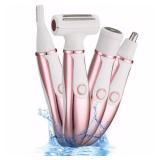Vacto 4 in 1 Electric Razors for Women, Portable Shaver for Women, Rechargeable Trimmer for Face Arm Body Legs Underarm Bikini