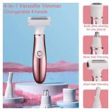 Vacto 4 in 1 Electric Razors for Women, Portable Shaver for Women, Rechargeable Trimmer for Face Arm Body Legs Underarm Bikini