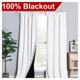 NICETOWN Full Shading Curtains for Window, Super Heavy-duty Black Lined Blackout Drapes with Rod Pocket & Back Tab for Bedroom, Privacy Assured Window Treatment (Pure White, Pack of 2, 52 W x 102 L)