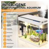 Vehipa Aquarium, 2.4 Gallon Betta Fish Tank with Heater, Humidifier 3 in 1 Pump - Filteration & Oxygenation & Circulation, Temperature Display, HD Glass, Timed 7-Color Lights