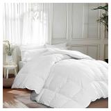 Martha Stewart Luxurious Goose Feathers Down Fiber Comforter Twin Size 100% Cotton Duvet Insert, Hotel Quality Hypoallergenic Comforter, 38 oz Light Warmth 68 x 90 Inch White