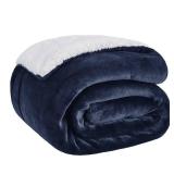 Bedsure GentleSoft Sherpa Fleece Throw Blanket for Couch, Non-Heated, Thick and Warm Throw for Women and Men, Soft Fuzzy Plush Blanket for Winter, Navy, 50x60 Inches