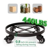 AMAGABELI GARDEN & HOME Plant Caddy with Wheels Heavy Duty 14in 2 Pack Rolling Plant Stand Plant Dolly Iron Wheeled Lockable Casters Round Pot Mover Rollers Indoor Outdoor Planter Trolley Metal