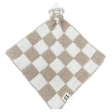 Checkered Baby Lovey Handkerchief Tan and White NO PACIFIER