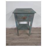 Green Painted Wood Side Table with Drawer Green Painted Wood Side Table with Drawer