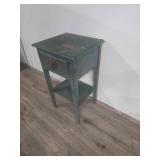 Green Painted Wood Side Table with Drawer Green Painted Wood Side Table with Drawer