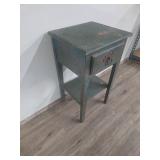 Green Painted Wood Side Table with Drawer Green Painted Wood Side Table with Drawer