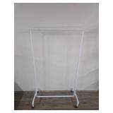 White Metal Rolling Garment Rack with Shelf White Metal Rolling Garment Rack with Shelf