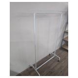 White Metal Rolling Garment Rack with Shelf White Metal Rolling Garment Rack with Shelf
