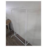 White Metal Rolling Garment Rack with Shelf White Metal Rolling Garment Rack with Shelf