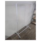White Rolling Garment Rack with Shelf White Rolling Garment Rack with Shelf