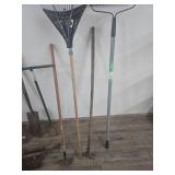Garden Tool Collection with Rakes and Shovels Garden Tool Collection with Rakes and Shovels