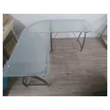 Modern Frosted Glass Computer Desk with Black Metal Frame Modern Frosted Glass Computer Desk with Black Metal Frame